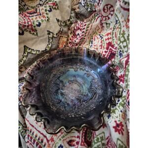 Vintage Imperial Carnival Glass Windmill Pattern In A Purple smoke Amethyst...